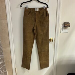 Vintage Hugo Buscati Brown Straight Leg Suede Leather Pants Sz 6